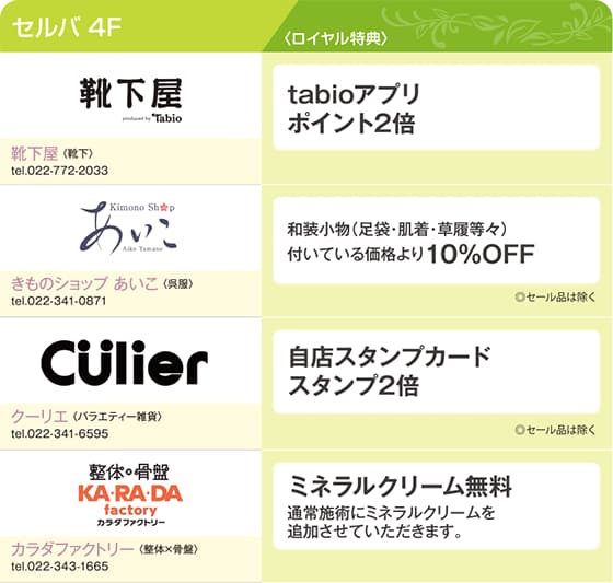 ロイヤル会員様限定特別優待特典のご案内 SELVA4F