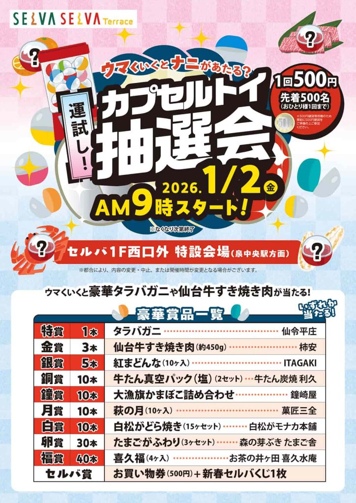 運試し！カプセルトイ抽選会